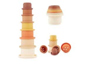 BIECO Stapelspielzeug Bieco Silikon Baby Stapelbecher Chocolate Bliss