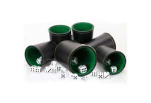 CLTYQ Spiel Qualitäts Würfelbecher Set 5 Würfelbecher Leder 25 Würfeln