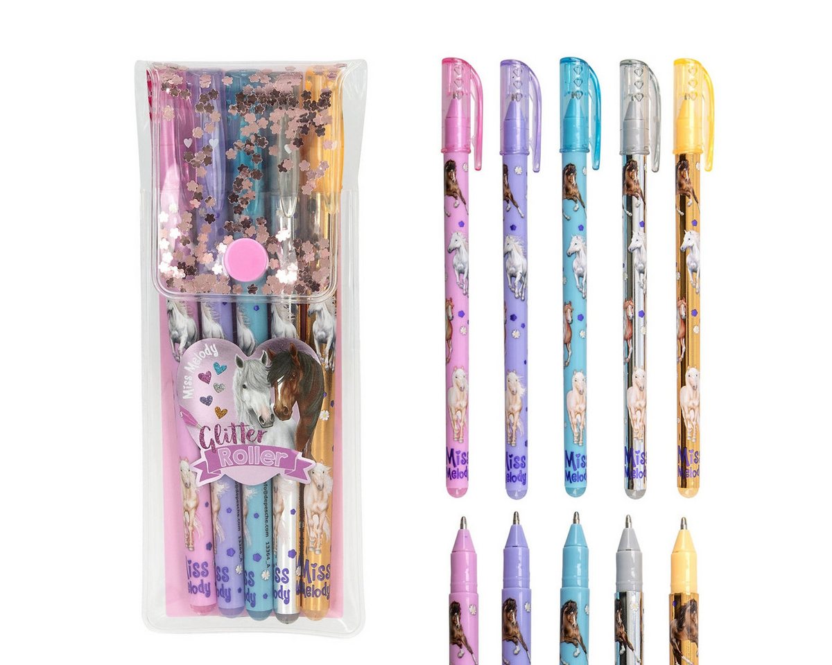 Depesche Spiel Miss Melody Glitter Gel Roller 5er Set - Pferde-Design