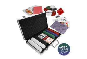 EAXUS Spielesammlung Royal Flush Pokerkoffer - Profi Pokerset 300 Chips