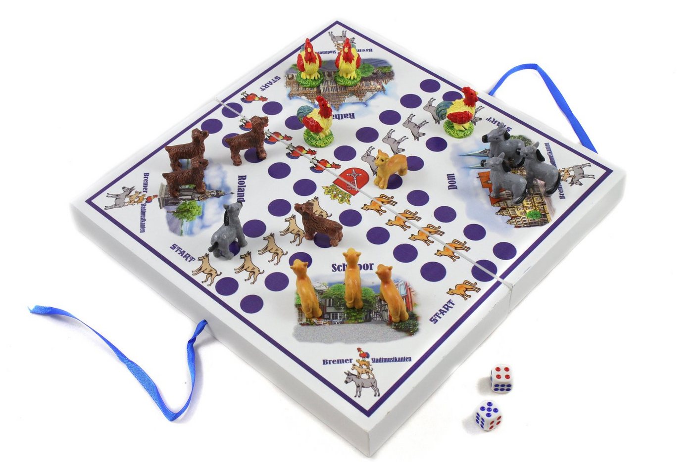 ELLUG Spiel Würfelspiel Brettspiel Bremen Stadtmusikanten Esel Hund Katze Hahn