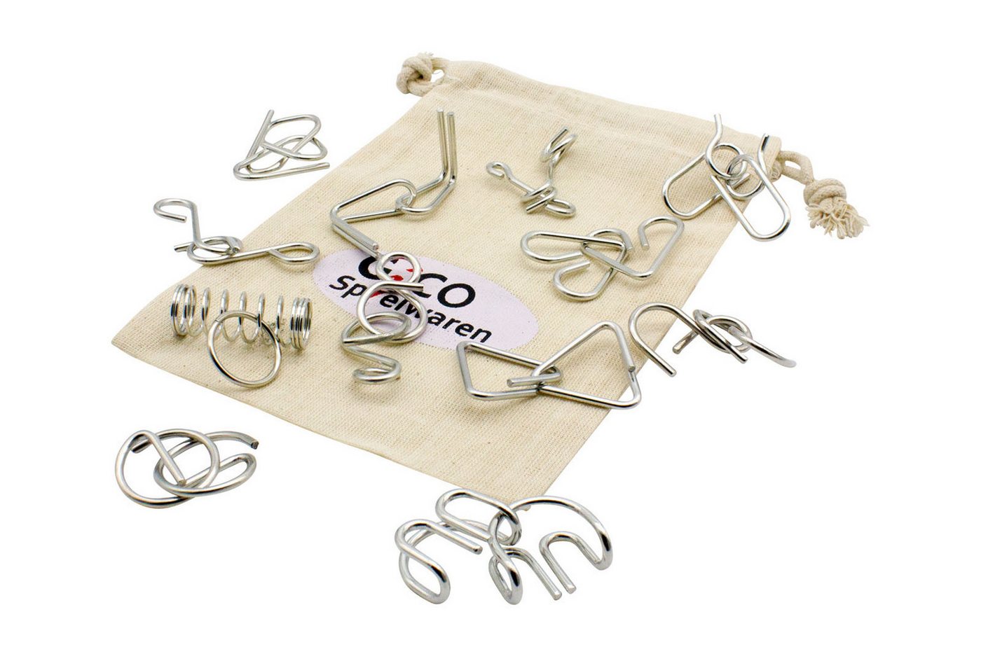 GICO Spielesammlung 12 Metall Knobelspiele Geduldspiele für Kinder Erwachsene 15012