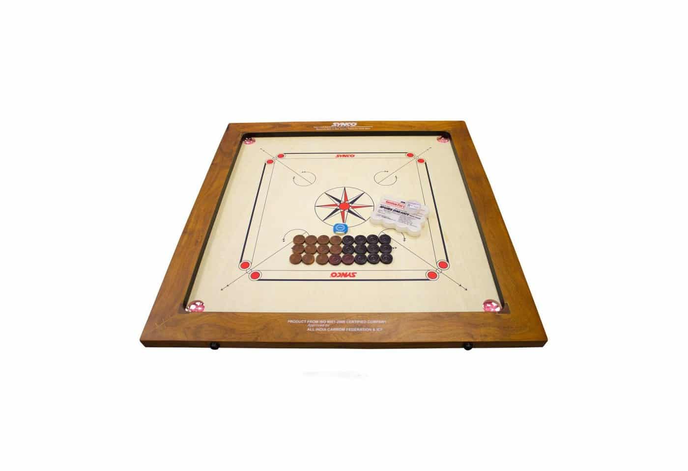 GICO Spielesammlung Carrom Board Synco Professional Turnier 74x74 Spielfäche - 2980