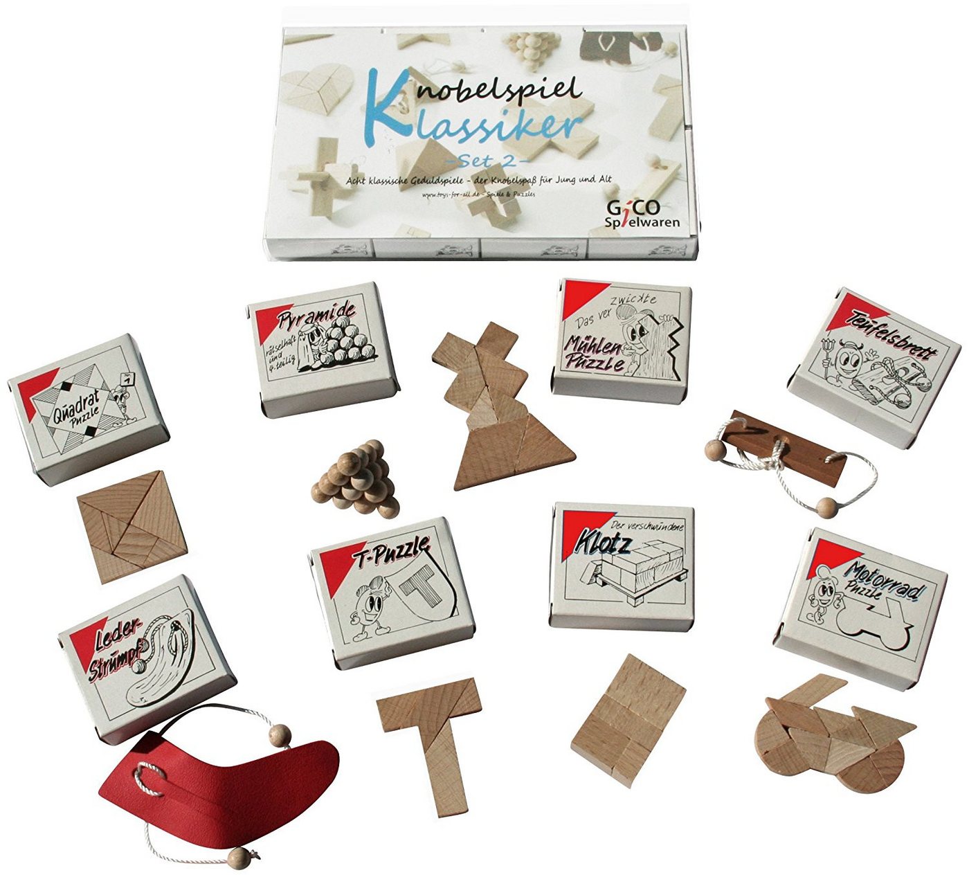GICO Spielesammlung GICO Knobelspiel Klassiker Set 2 - 8 Geduldspiele - 2181