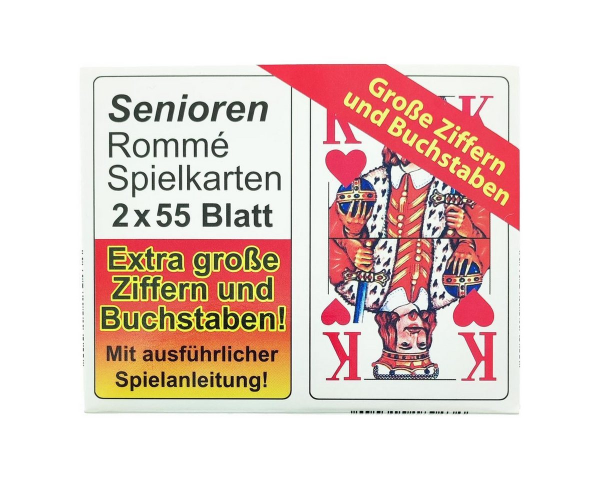 Global Partner Spielesammlung Senioren Rommé Spielkartenset 2 x 55 Blatt