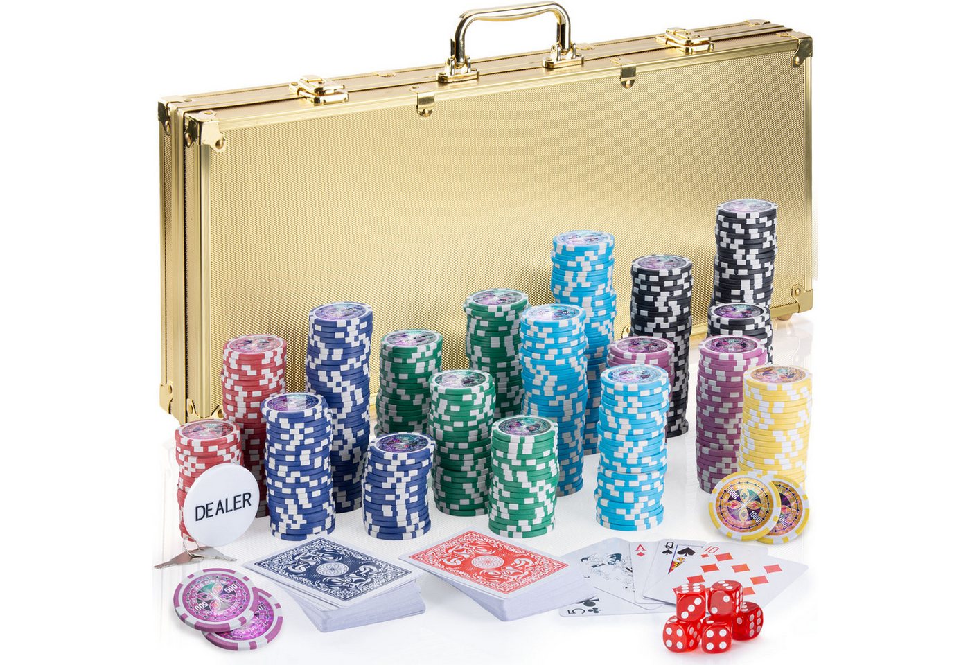 Goods+Gadgets Spiel Goods+Gadgets Profi Poker Set – Pokerkoffer mit 300–500 Chips Zuhause