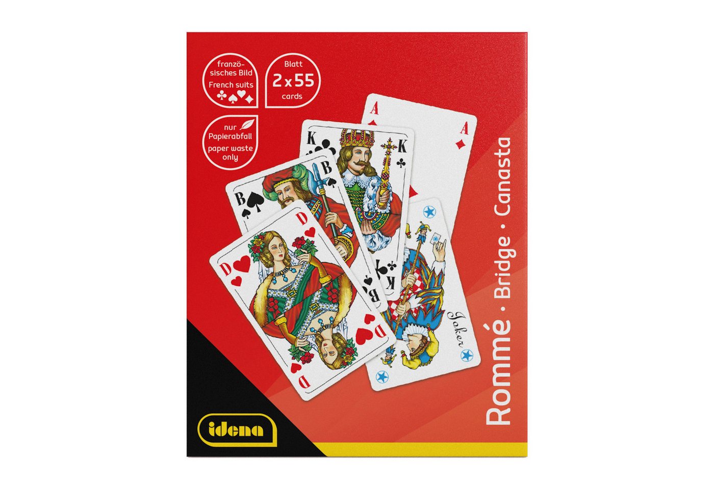 Idena Spiel Idena 90376 Bundle Spielkarten Rommé Französches Bild 2x 55 Blatt 2