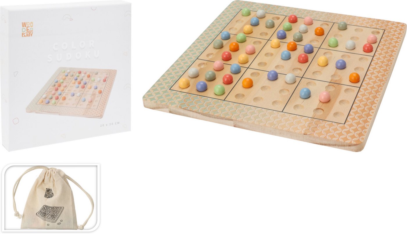 Koopman Spiel Sudoku Brettspiel Denkspiel Klassiker Holzspiel 20x20cm
