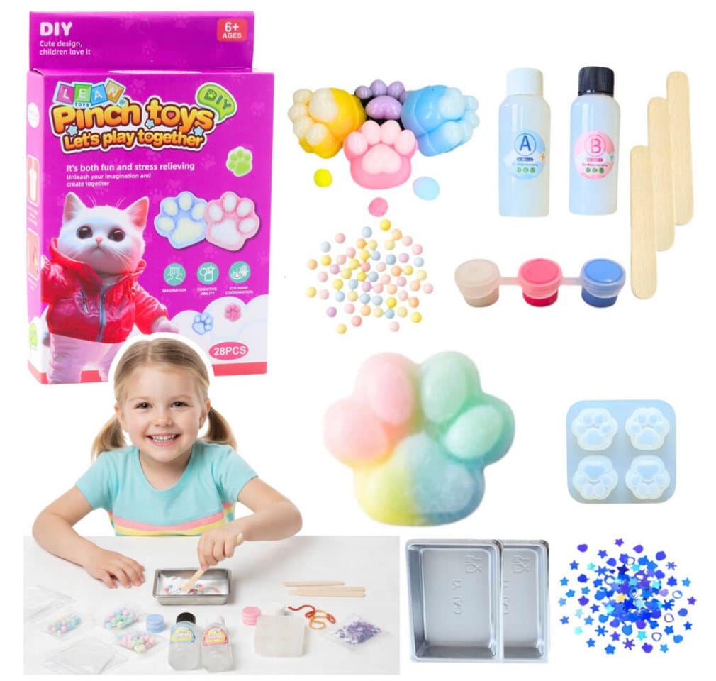 LeanTOYS Spiel DIY-Bastelset für Squishies: Squishy-Katzenpfote