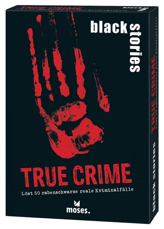 Moses. Verlag Spiel Black Stories True Crime Kartenspiel