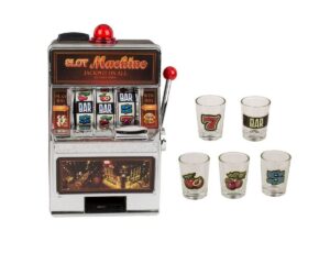 Out of the Blue Spiel Spielautomat mit 5 Shotgläsern Casino Slot Trinkspiel für Erwachsene