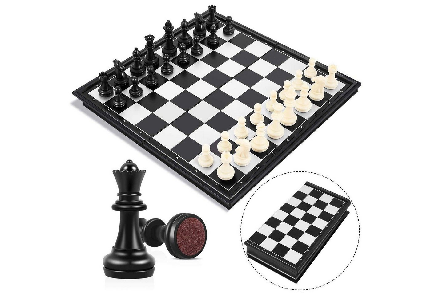 POPOLIC Spiel Schachspiel Magnetisch Klappbar Schachbrett Schach