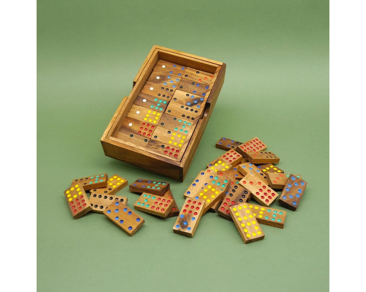 ROMBOL Denkspiele Spiel DOMINO DOPPEL 9 - klassisches Legespiel