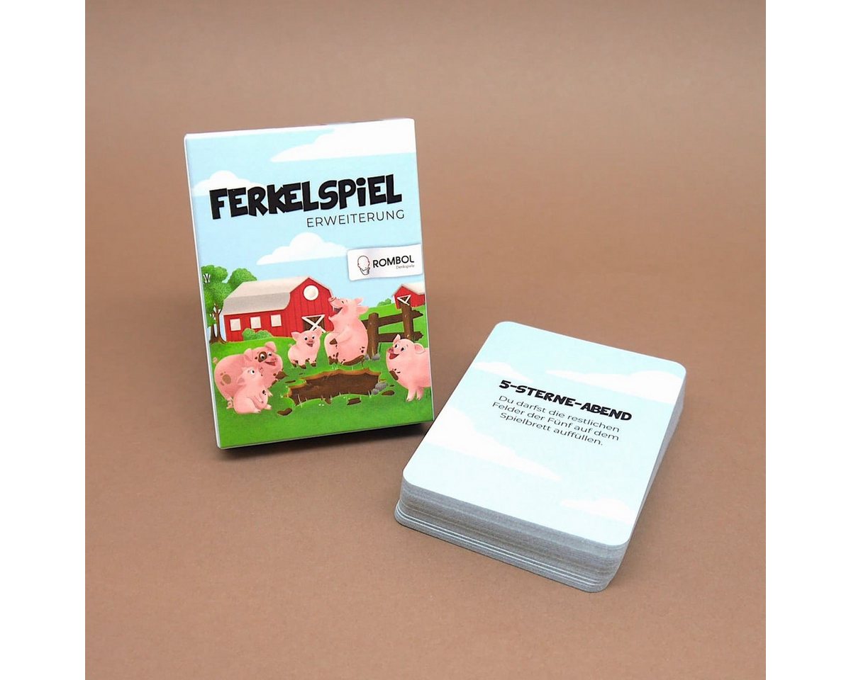 ROMBOL Denkspiele Spiel Ferkelspiel Erweiterung - Karten mit lustigen Aufgaben und Ereignissen