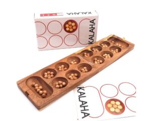 ROMBOL Denkspiele Spiel Kalaha - hochwertiges Steinchenspiel inkl. Spielsteinen