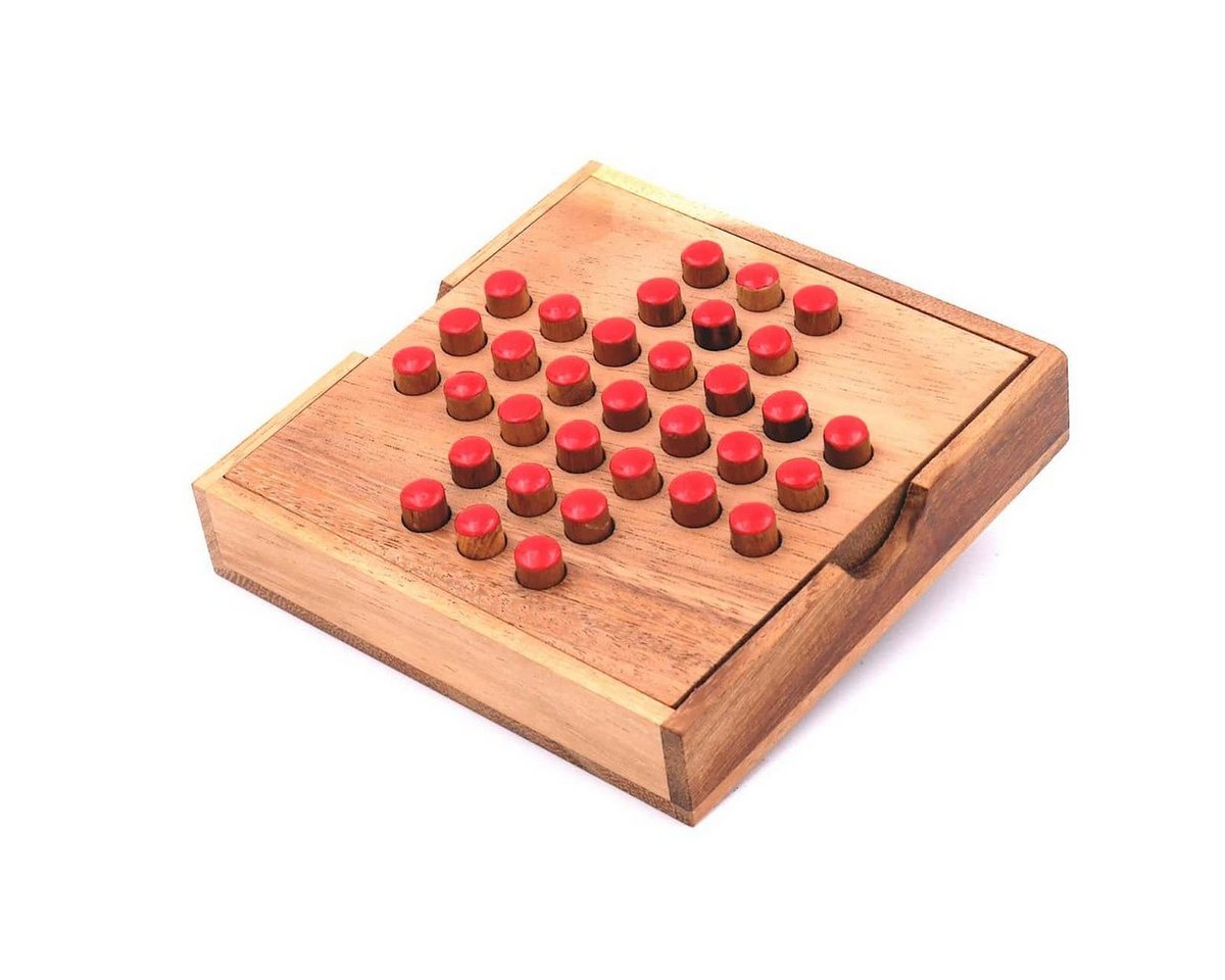 ROMBOL Denkspiele Spiel Solitaire - unterhaltsamer Klassiker aus edlem Holz