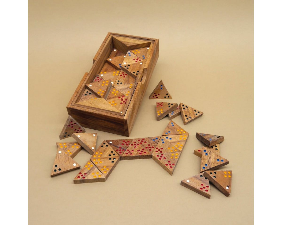 ROMBOL Denkspiele Spiel TRIDOMINO - tolles Domino mit Farbpunkten