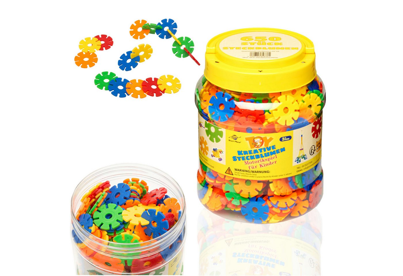 Smart-Planet Steckspielzeug 650 Steckblumen in Dose - großes Set Schneeflocken zum Stecken 3
