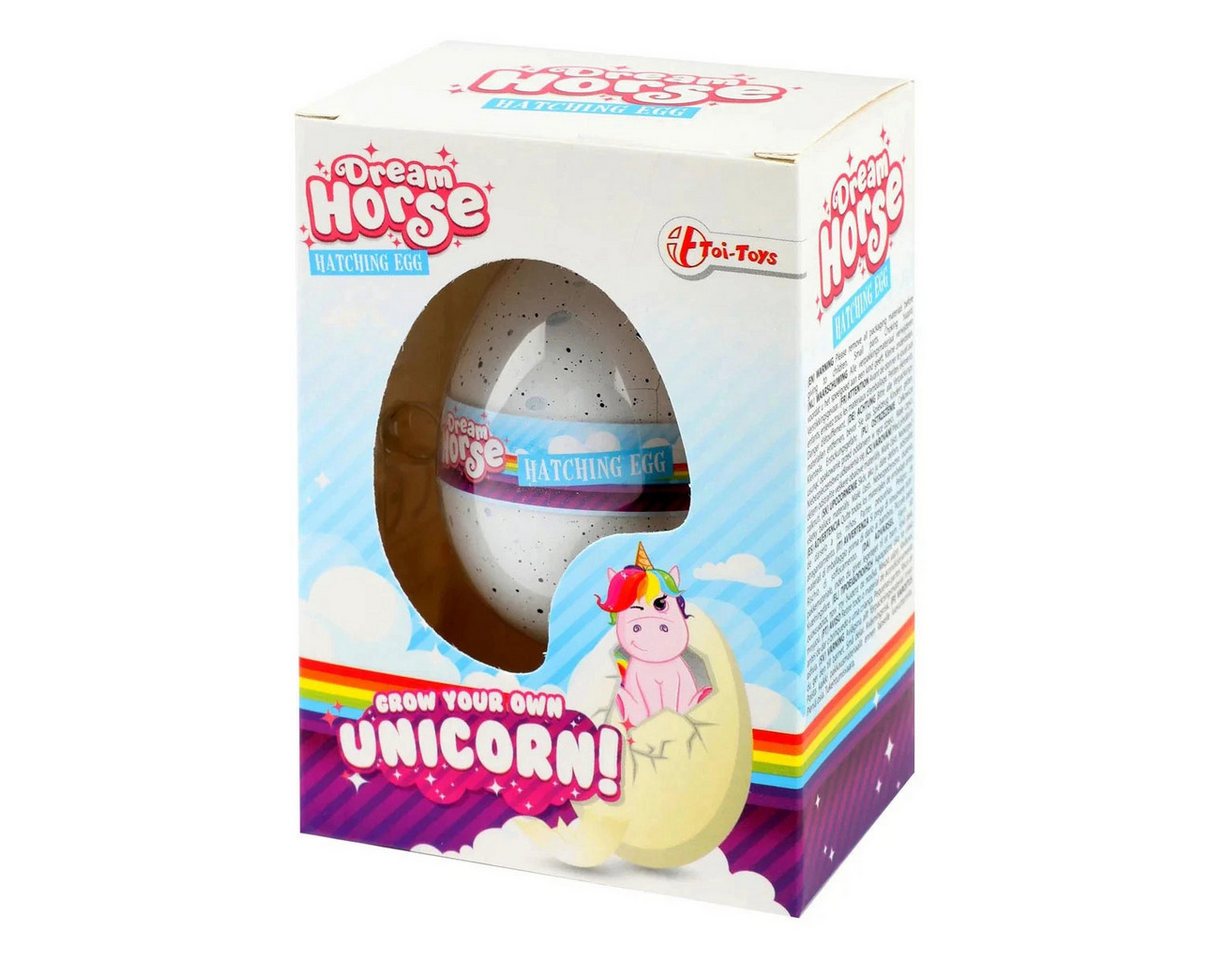 Toi-Toys Spiel Schlüpfei Hatching EGG DREAM HORSE Einhorn weiß pink 2fach sortiert