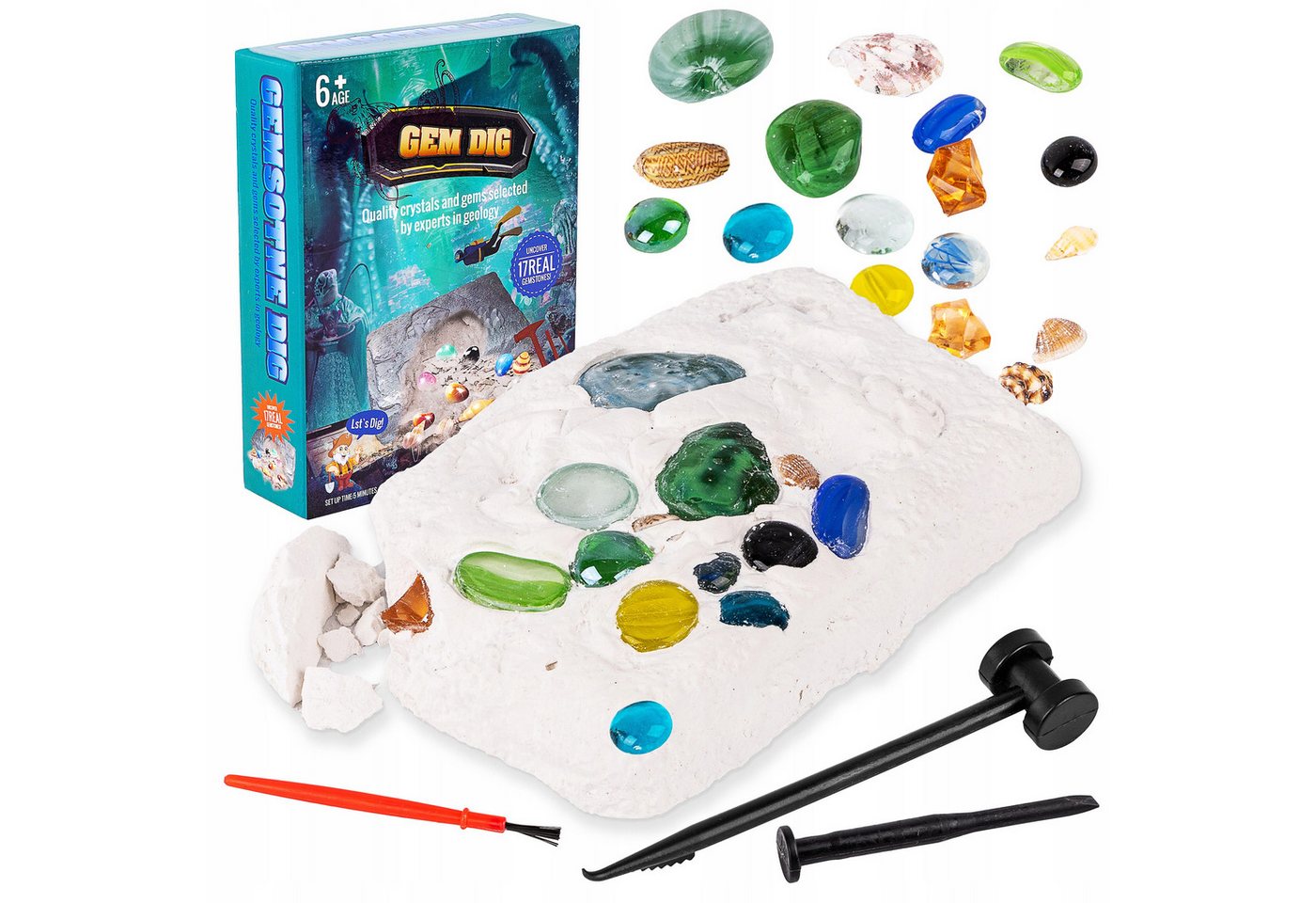 kinderplay Spiel Kristall- und Diamantenmine – Lernset für Kinder – Archäologie-Spiel