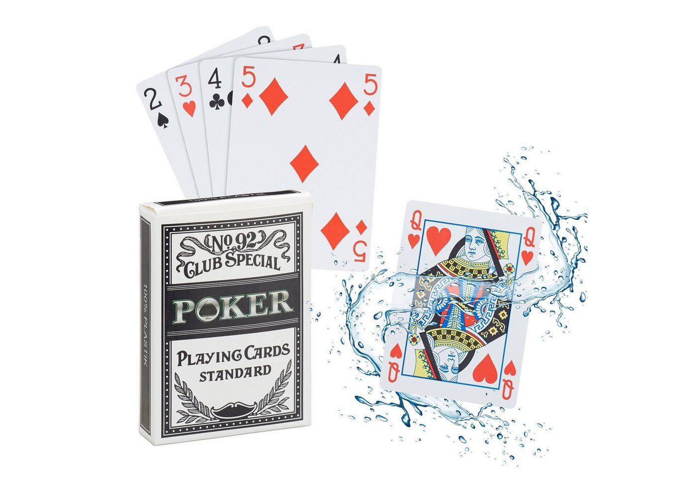 relaxdays Spiel 10 x wasserfeste Pokerkarten aus Plastik