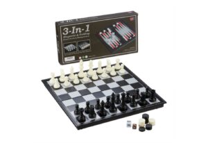 relaxdays Spiel 3-in-1 Schachspiel magnetisch