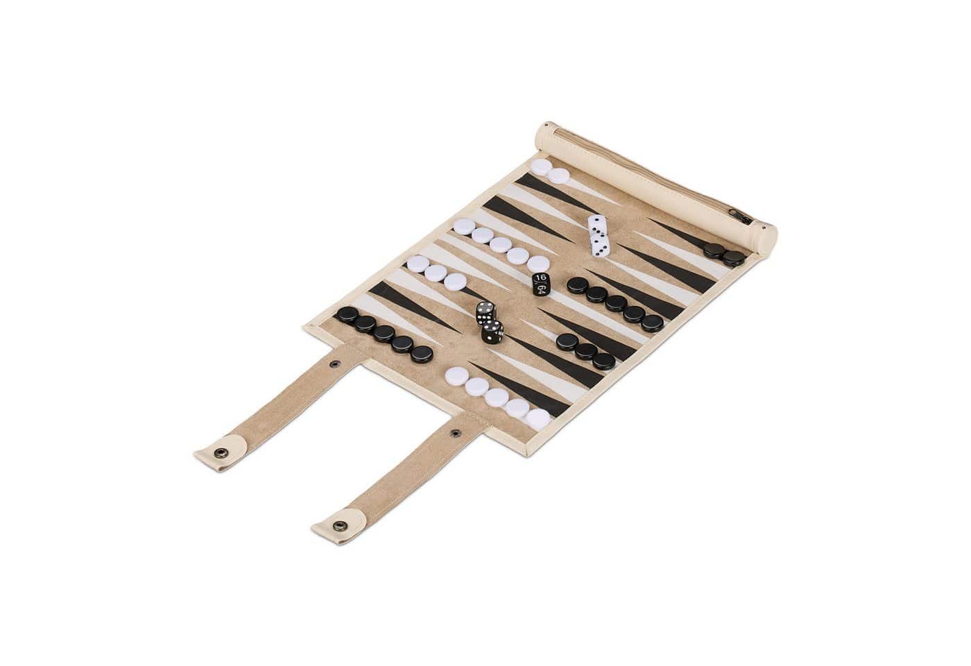 relaxdays Spiel Backgammon zum Aufrollen