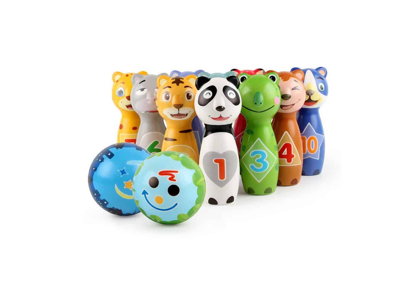 relaxdays Spiel Kinder Kegelspiel Tiere