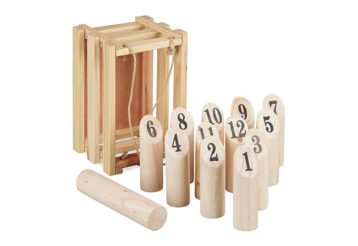 relaxdays Spiel Kubb mit Transportbox
