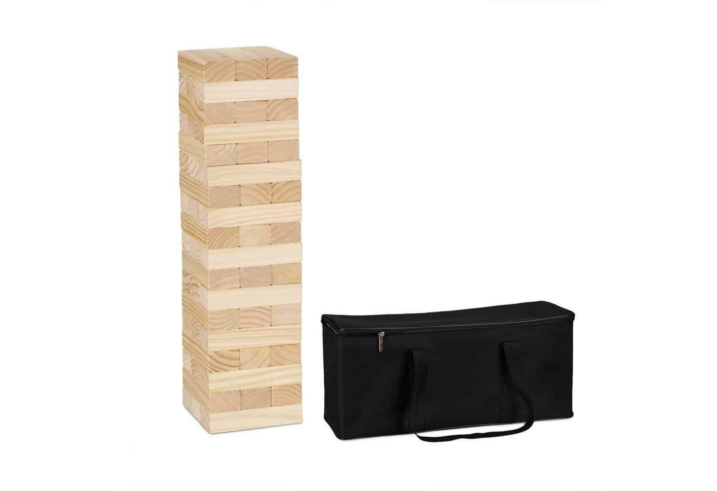 relaxdays Stapelspielzeug XL Wackelturm Holz