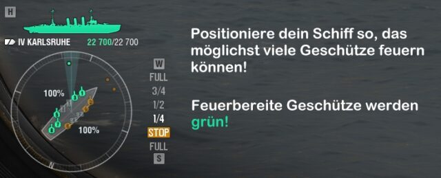 World of Warships - Ausrichtung der Geschütze